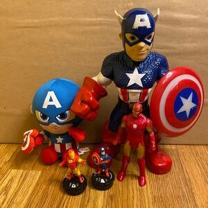 Marvel Comics Captain America And Iron Man Toy's Figurines And Plush Bundle.